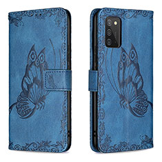 Funda de Cuero Cartera con Soporte Mariposa Carcasa B02F para Samsung Galaxy A02s Azul