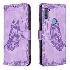 Funda de Cuero Cartera con Soporte Mariposa Carcasa B02F para Samsung Galaxy A11 Purpura Claro