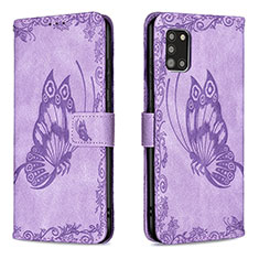 Funda de Cuero Cartera con Soporte Mariposa Carcasa B02F para Samsung Galaxy A31 Purpura Claro