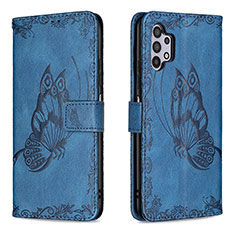 Funda de Cuero Cartera con Soporte Mariposa Carcasa B02F para Samsung Galaxy A32 4G Azul