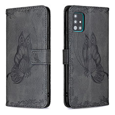 Funda de Cuero Cartera con Soporte Mariposa Carcasa B02F para Samsung Galaxy A51 5G Negro