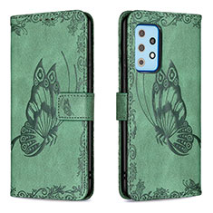 Funda de Cuero Cartera con Soporte Mariposa Carcasa B02F para Samsung Galaxy A52 4G Verde