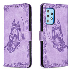 Funda de Cuero Cartera con Soporte Mariposa Carcasa B02F para Samsung Galaxy A52 5G Purpura Claro