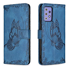 Funda de Cuero Cartera con Soporte Mariposa Carcasa B02F para Samsung Galaxy A72 4G Azul