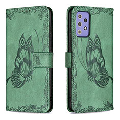 Funda de Cuero Cartera con Soporte Mariposa Carcasa B02F para Samsung Galaxy A72 4G Verde