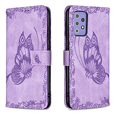 Funda de Cuero Cartera con Soporte Mariposa Carcasa B02F para Samsung Galaxy A72 5G Purpura Claro