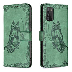 Funda de Cuero Cartera con Soporte Mariposa Carcasa B02F para Samsung Galaxy F02S SM-E025F Verde