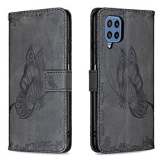 Funda de Cuero Cartera con Soporte Mariposa Carcasa B02F para Samsung Galaxy M32 4G Negro