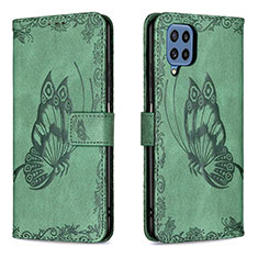 Funda de Cuero Cartera con Soporte Mariposa Carcasa B02F para Samsung Galaxy M32 4G Verde