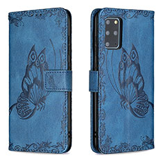 Funda de Cuero Cartera con Soporte Mariposa Carcasa B02F para Samsung Galaxy S20 Plus Azul