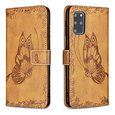 Funda de Cuero Cartera con Soporte Mariposa Carcasa B02F para Samsung Galaxy S20 Plus Marron