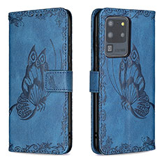 Funda de Cuero Cartera con Soporte Mariposa Carcasa B02F para Samsung Galaxy S20 Ultra 5G Azul