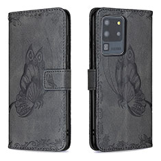 Funda de Cuero Cartera con Soporte Mariposa Carcasa B02F para Samsung Galaxy S20 Ultra 5G Negro