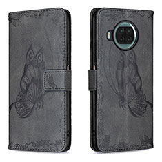 Funda de Cuero Cartera con Soporte Mariposa Carcasa B02F para Xiaomi Mi 10i 5G Negro