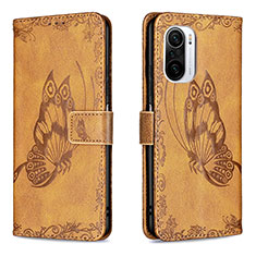 Funda de Cuero Cartera con Soporte Mariposa Carcasa B02F para Xiaomi Mi 11i 5G Marron