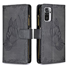 Funda de Cuero Cartera con Soporte Mariposa Carcasa B02F para Xiaomi Poco M5S Negro