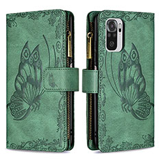 Funda de Cuero Cartera con Soporte Mariposa Carcasa B02F para Xiaomi Poco M5S Verde