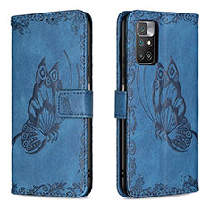 Funda de Cuero Cartera con Soporte Mariposa Carcasa B02F para Xiaomi Redmi 10 (2022) Azul