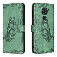 Funda de Cuero Cartera con Soporte Mariposa Carcasa B02F para Xiaomi Redmi 10X 4G Verde