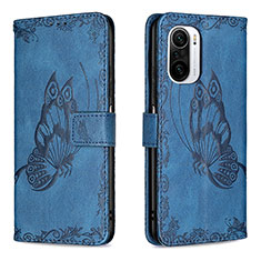 Funda de Cuero Cartera con Soporte Mariposa Carcasa B02F para Xiaomi Redmi K40 5G Azul