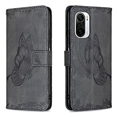 Funda de Cuero Cartera con Soporte Mariposa Carcasa B02F para Xiaomi Redmi K40 5G Negro