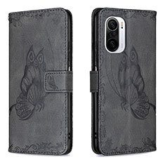 Funda de Cuero Cartera con Soporte Mariposa Carcasa B02F para Xiaomi Redmi K40 Pro+ Plus 5G Negro