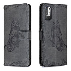 Funda de Cuero Cartera con Soporte Mariposa Carcasa B02F para Xiaomi Redmi Note 11 SE 5G Negro