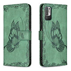 Funda de Cuero Cartera con Soporte Mariposa Carcasa B02F para Xiaomi Redmi Note 11 SE 5G Verde