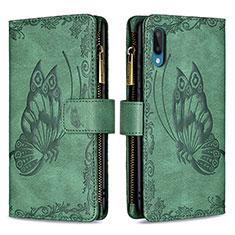 Funda de Cuero Cartera con Soporte Mariposa Carcasa B03F para Samsung Galaxy A02 Verde