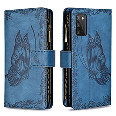 Funda de Cuero Cartera con Soporte Mariposa Carcasa B03F para Samsung Galaxy A03s Azul