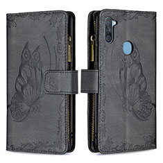 Funda de Cuero Cartera con Soporte Mariposa Carcasa B03F para Samsung Galaxy A11 Negro