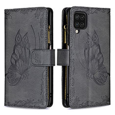 Funda de Cuero Cartera con Soporte Mariposa Carcasa B03F para Samsung Galaxy A12 Nacho Negro