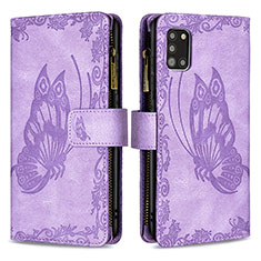 Funda de Cuero Cartera con Soporte Mariposa Carcasa B03F para Samsung Galaxy A31 Purpura Claro