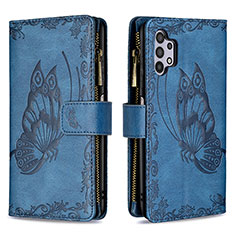 Funda de Cuero Cartera con Soporte Mariposa Carcasa B03F para Samsung Galaxy A32 4G Azul