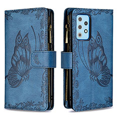 Funda de Cuero Cartera con Soporte Mariposa Carcasa B03F para Samsung Galaxy A52 5G Azul