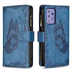 Funda de Cuero Cartera con Soporte Mariposa Carcasa B03F para Samsung Galaxy A72 4G Azul