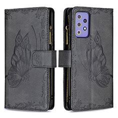 Funda de Cuero Cartera con Soporte Mariposa Carcasa B03F para Samsung Galaxy A72 5G Negro