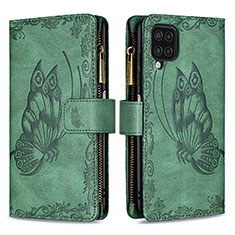 Funda de Cuero Cartera con Soporte Mariposa Carcasa B03F para Samsung Galaxy M12 Verde