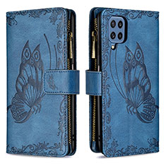 Funda de Cuero Cartera con Soporte Mariposa Carcasa B03F para Samsung Galaxy M32 4G Azul