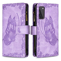 Funda de Cuero Cartera con Soporte Mariposa Carcasa B03F para Samsung Galaxy S20 FE (2022) 5G Purpura Claro