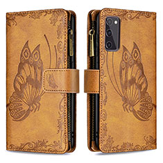 Funda de Cuero Cartera con Soporte Mariposa Carcasa B03F para Samsung Galaxy S20 FE 4G Marron