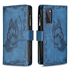 Funda de Cuero Cartera con Soporte Mariposa Carcasa B03F para Samsung Galaxy S20 FE 5G Azul