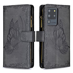 Funda de Cuero Cartera con Soporte Mariposa Carcasa B03F para Samsung Galaxy S20 Ultra 5G Negro