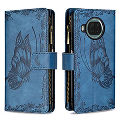 Funda de Cuero Cartera con Soporte Mariposa Carcasa B03F para Xiaomi Mi 10i 5G Azul