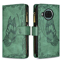 Funda de Cuero Cartera con Soporte Mariposa Carcasa B03F para Xiaomi Mi 10i 5G Verde