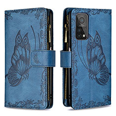 Funda de Cuero Cartera con Soporte Mariposa Carcasa B03F para Xiaomi Mi 10T 5G Azul