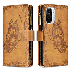 Funda de Cuero Cartera con Soporte Mariposa Carcasa B03F para Xiaomi Mi 11i 5G Marron