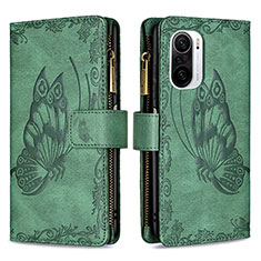 Funda de Cuero Cartera con Soporte Mariposa Carcasa B03F para Xiaomi Mi 11i 5G Verde