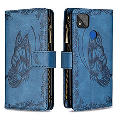 Funda de Cuero Cartera con Soporte Mariposa Carcasa B03F para Xiaomi POCO C31 Azul