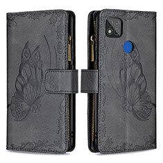 Funda de Cuero Cartera con Soporte Mariposa Carcasa B03F para Xiaomi POCO C31 Negro